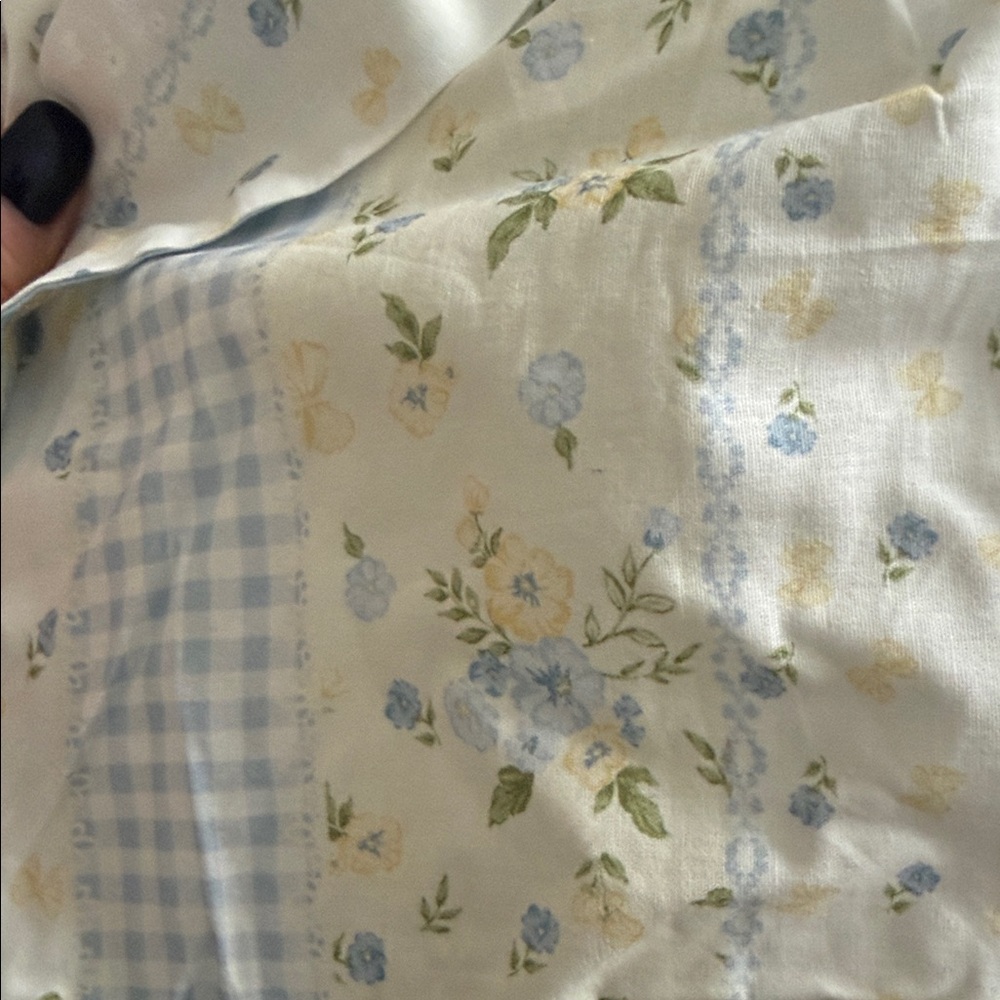 Light Blue & Cream Floral Tiered Mini Dress - Picture 4 of 4